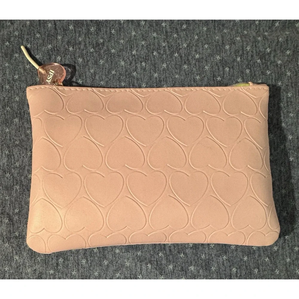Makeup Bag Cute Pink Hearts Ipsy Brand New Gift Girls Women Travel Heart Storage
